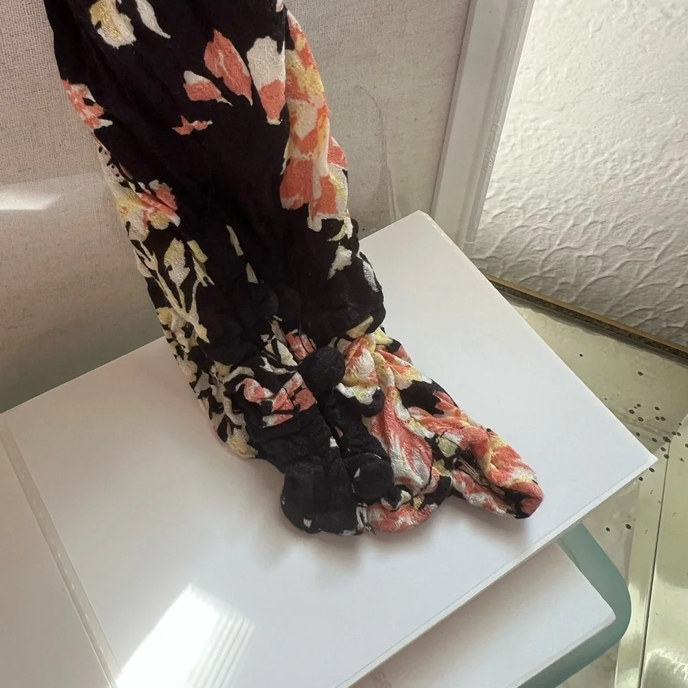 Free People Black Floral Smocked Back Long Sleeve Top - Picture 6 of 6